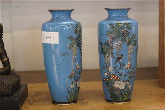 Pair Japanese cloisonne vases